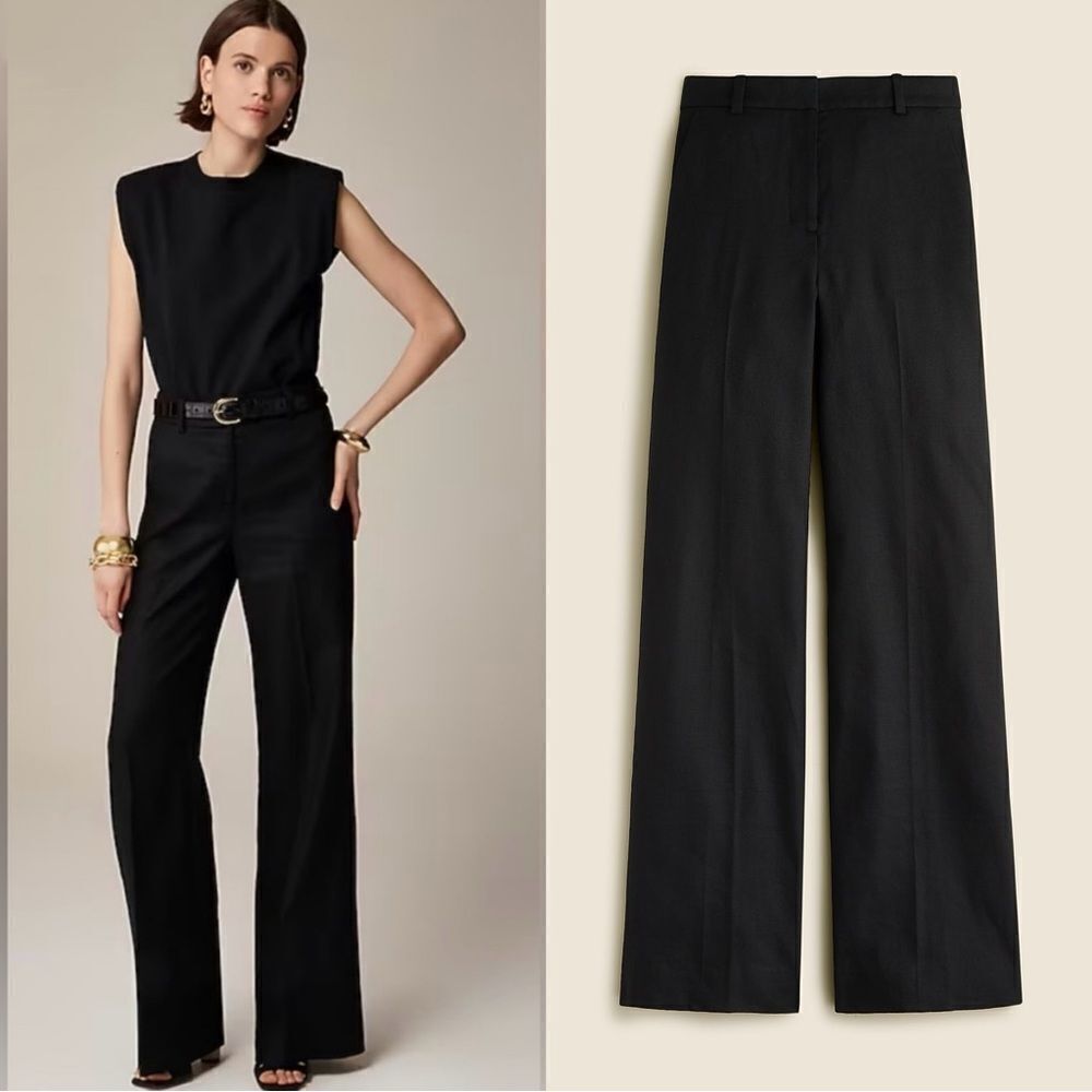 NWT J Crew Carolina Flare Pant In Stretch Linen Blend in Black